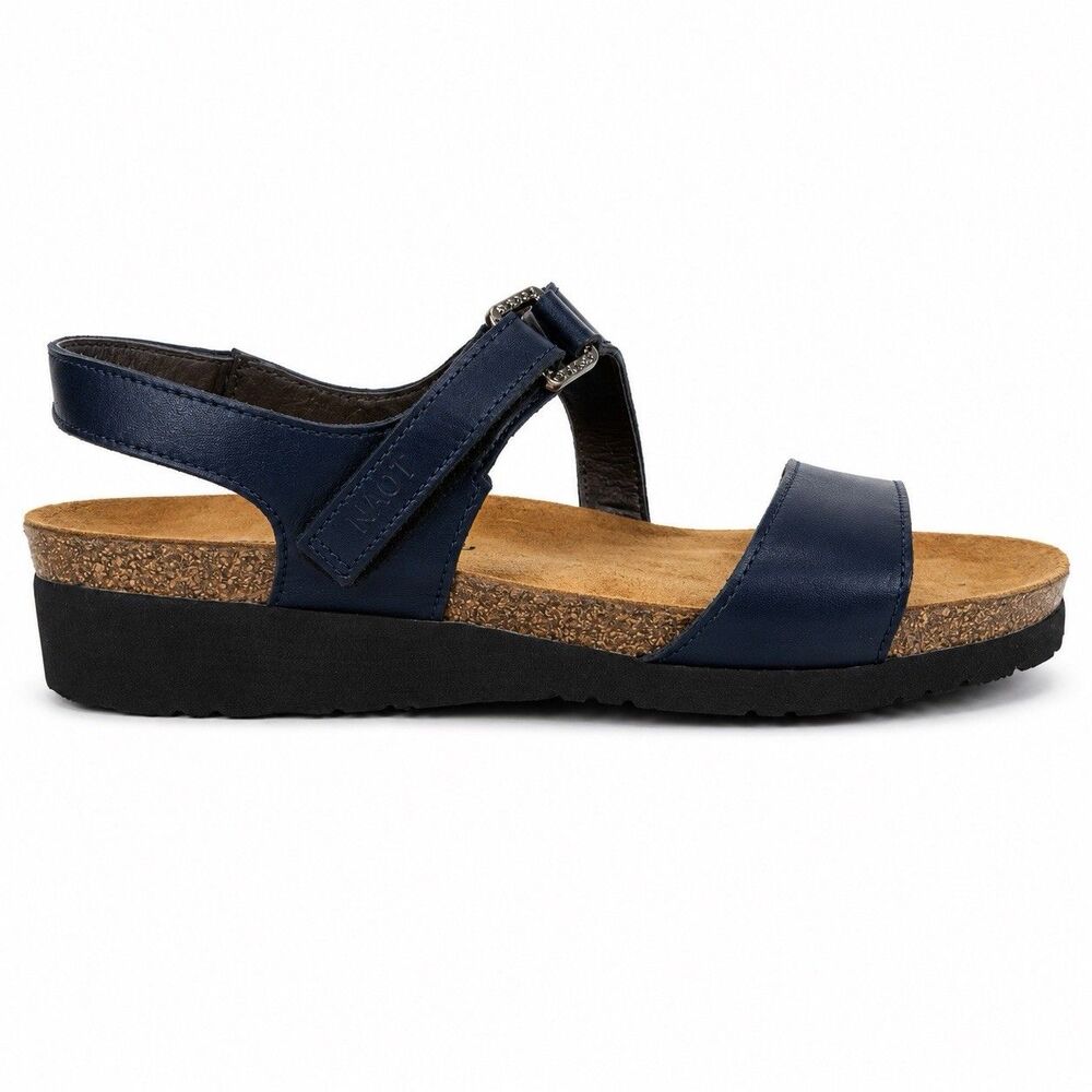 Naot Footbed Blue Slingback Sandal Women 12 US 43 EU Leather Wedge Cork Comfort